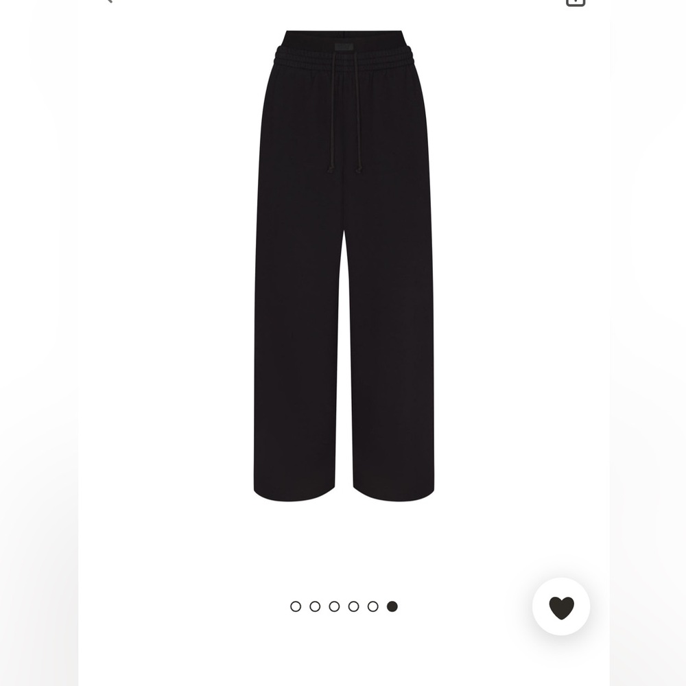 SKIMS Black Wide-Leg Cotton Fleece Drawstring Pants - Picture 2 of 4